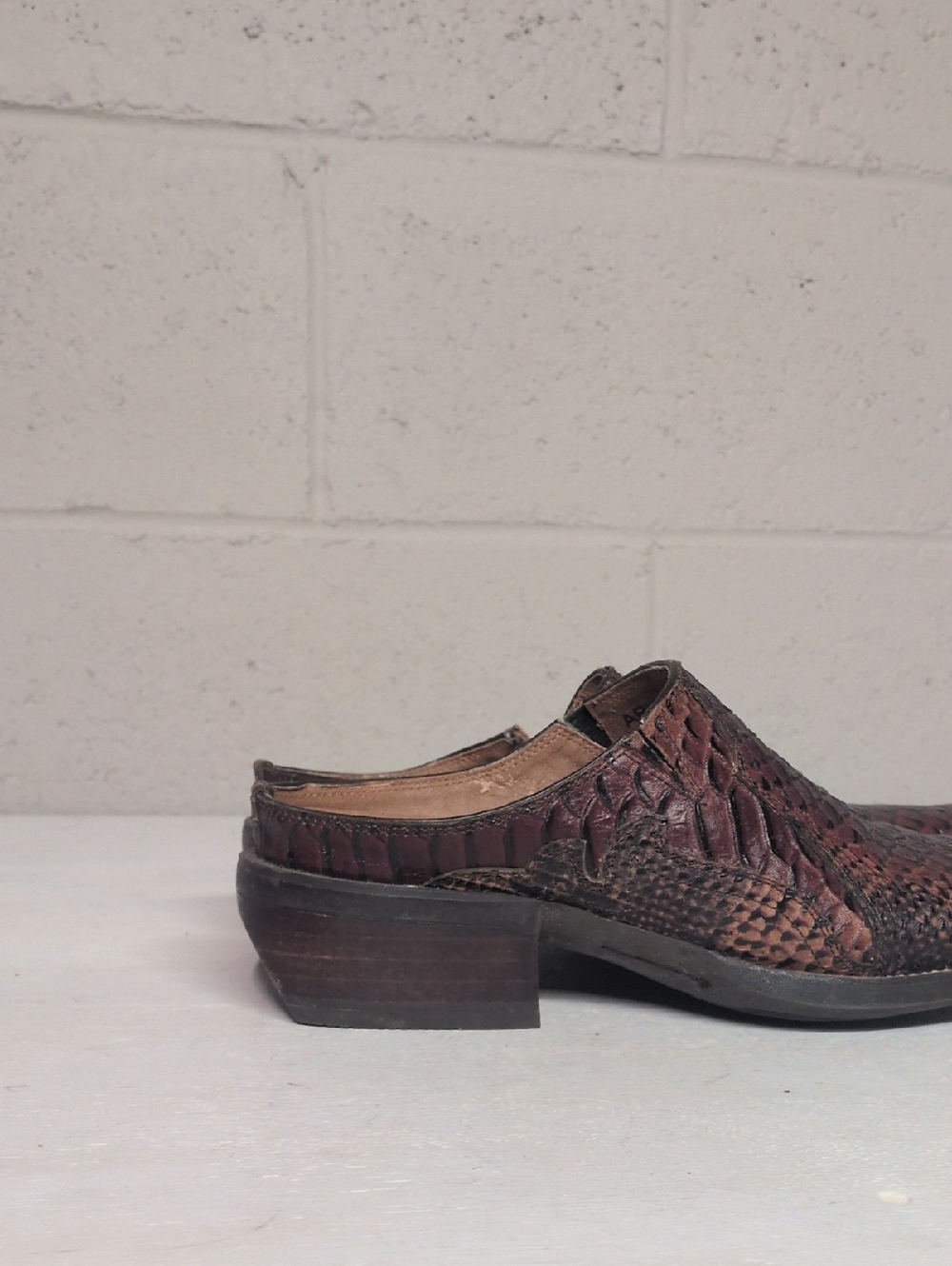 Ariat Brown Python Print Leather Pointed Toe Western Mules Size 8.5 - Picture 6 of 10